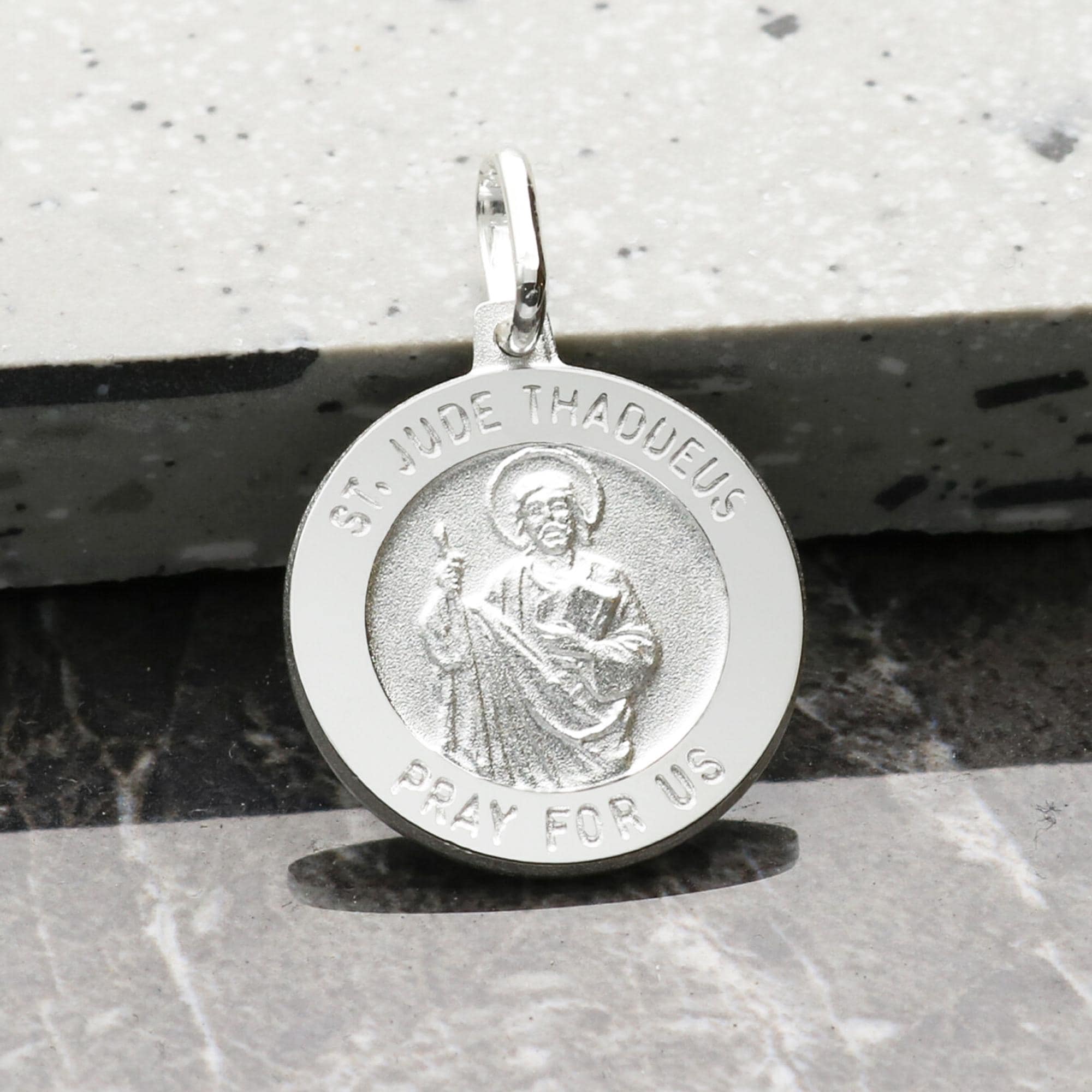 925 Sterling Silver Saint Jude Rope-Style Rectangular Pendant - Religious Jewelry - View #5