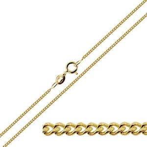 Solid 9ct Gold Fine Curb Chain 14 16 18 20 22 24 inch length x 1.1mm width for our lightweight pendants image 1