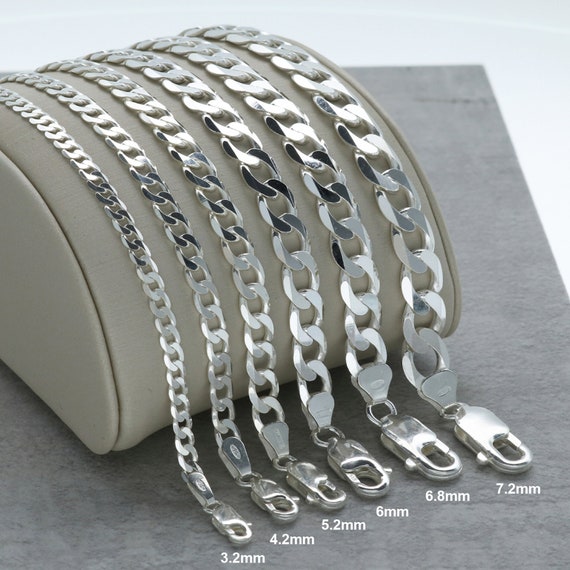 Men's Silver Flat Curb Chain Bracelet