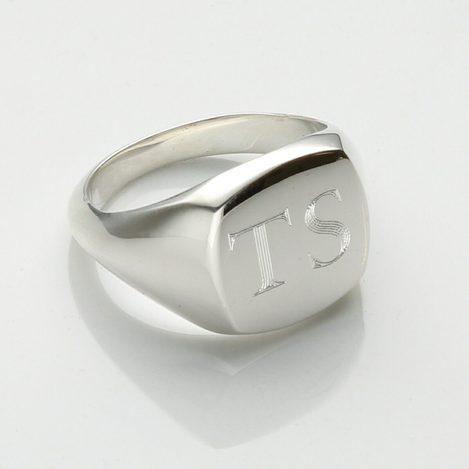 Solid Silver Mens Gents Initial Signet Ring Choice of Fonts up to 3 Letters optional Inside Engraving Personalised Initials Ring Etsy UK