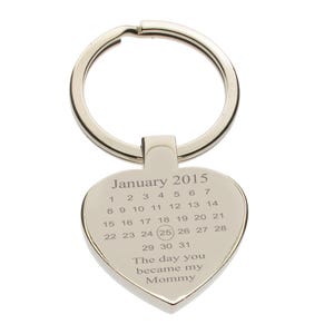 Special Date Personalised Calendar Key ring, The Day You Became My Mummy or Choose Own Phrase Day, Gift for Mother&#39;s Birthday,