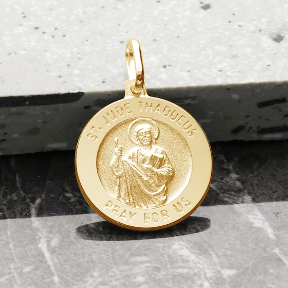 St Jude Thaddeus Gold Plated Pendant or Necklace - Patron Saint of Lost Causes Hospital Workers - Personalised Saint Medal