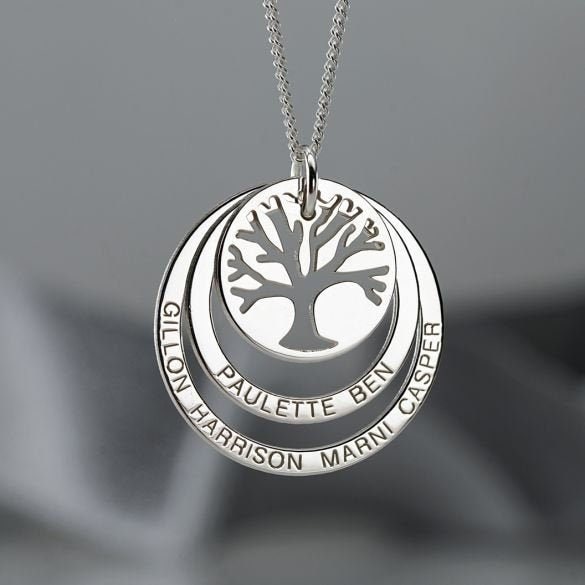 White Gold Personalised Family Necklace or Pendant With Names