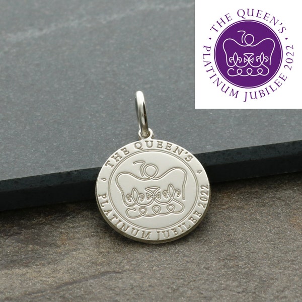 Silver Charm to Commemorate the Queen's Jubilee 2022,  Keepsake Charm for Bracelet or Necklace with Lobster Trigger Clasp Option