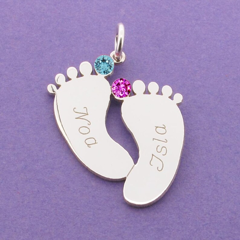 925 Silver Personalised Baby Feet Necklace Pendant with Etsy