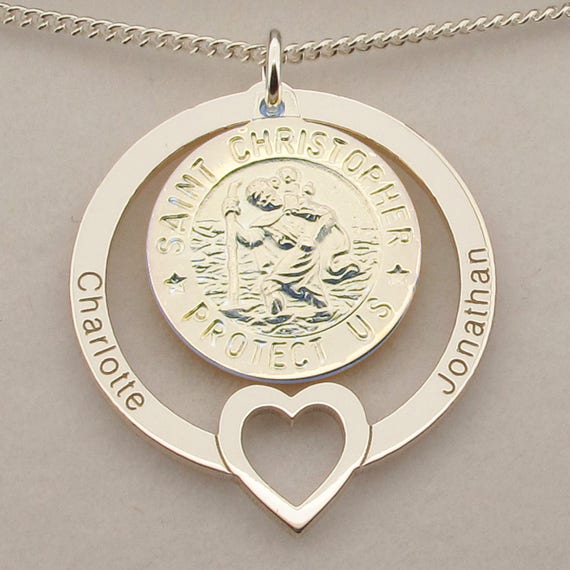 St christopher on sale necklace personalised