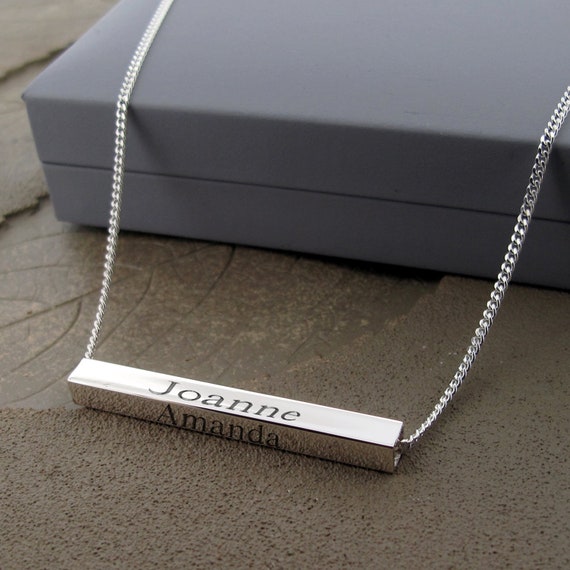 XIXO Engraved Silver Bar Chain Necklace - XIXOmenswear