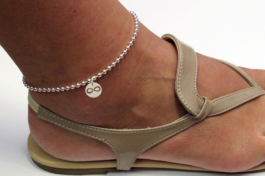 Silver Chain Anklet with Amber Infinity Charm Anklet Amber Anklet Bracelet