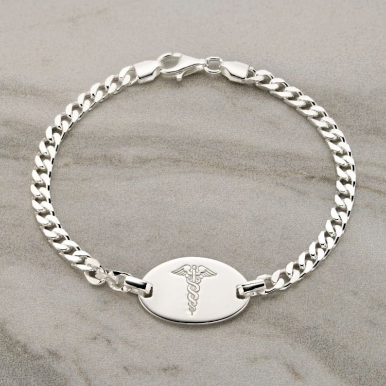 Sterling Silver Medical Alert Bracelet 8.5 Mens or Etsy