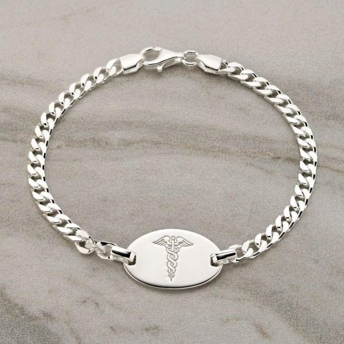 Mens or Ladies 8.25 Medical Alert Sterling Silver Bracelet Medic
