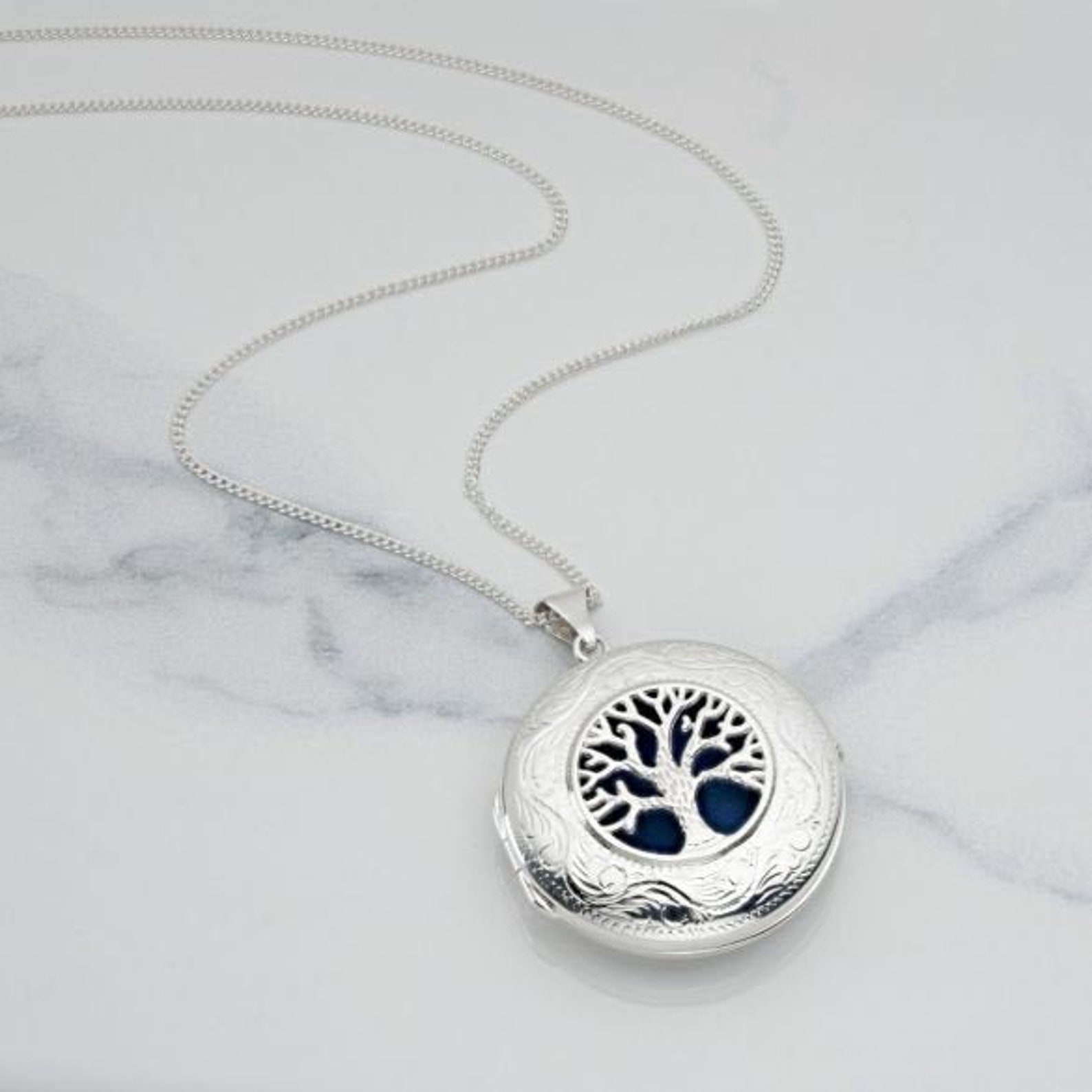 Silver Personalised Locket Tree of Life Pendant or Necklace + Optional ...