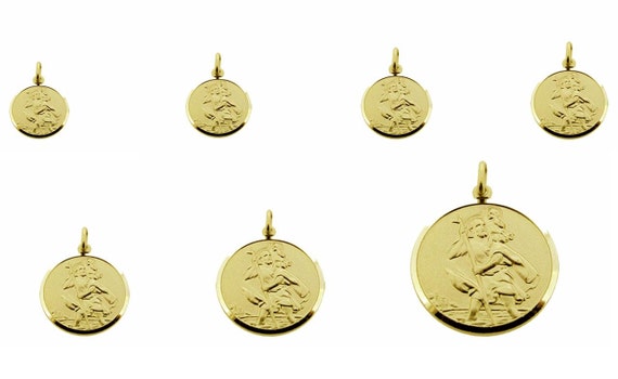 9ct oro St Christopher 22mm Colgante y Cadena en Caja De Regalo Hecho en Reino Unido Cumpleaños