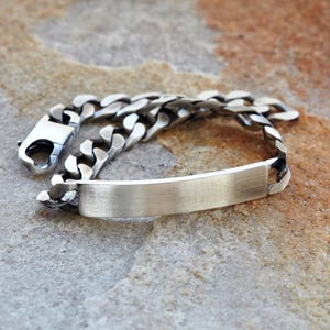Men&#39;s Oxidised Sterling Silver Antique Finish Identity ID Bracelet including Engraving to Front, 8.5&quot; or 9&quot; Length, Jewellery Lover Gift