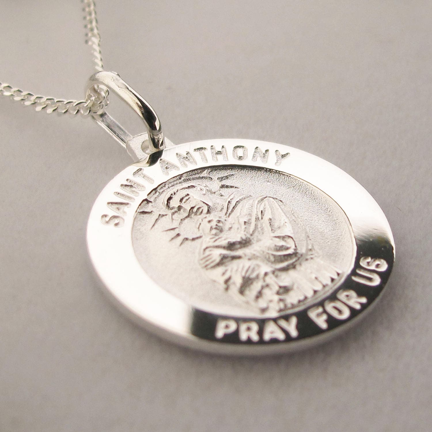 Silver St Anthony Pendant or Necklace Personalised Saint 