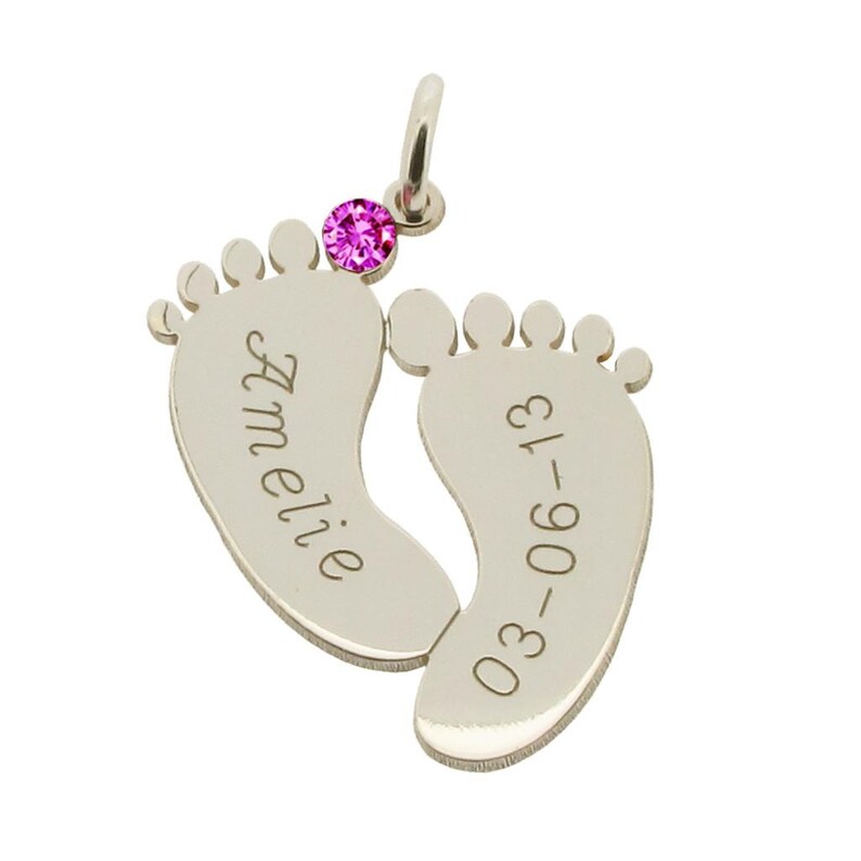 925 Silver Personalised Baby Feet Necklace Pendant with Etsy