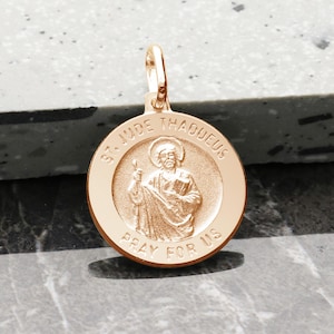 St Jude Thaddeus Rose Gold Pendant or Necklace - Patron Saint of Lost Causes Hospital Workers - Personalised Religious Jewellery for Women