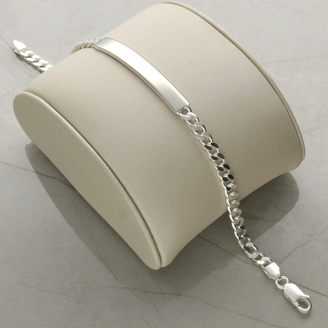 Womens Sterling Silver Identity ID Bracelet Slimline Style With