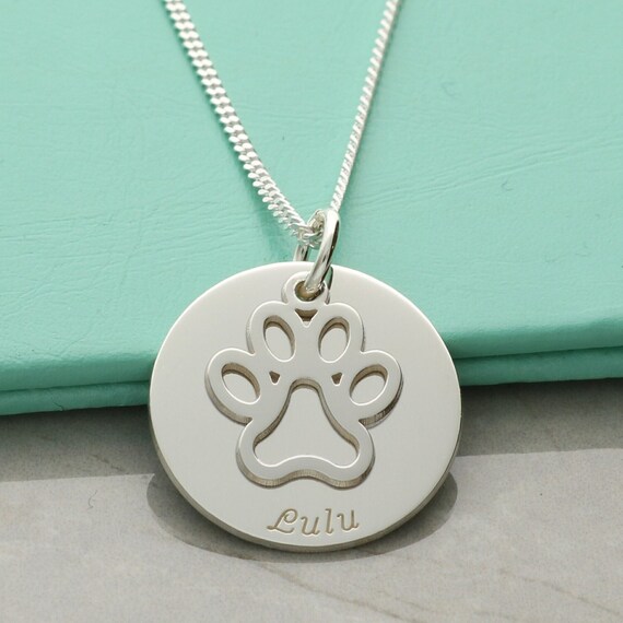 Sterling Silver Small Round Disc with Cut Out Paw Print Charm Pendant Sterling Silver Small Round Disc with Cut Out Paw Print Charm Pendant