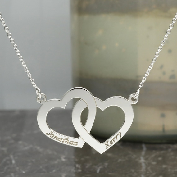 Heart Necklace Engraved Names in 925 Sterling Silver | JOYAMO -  Personalized Jewelry