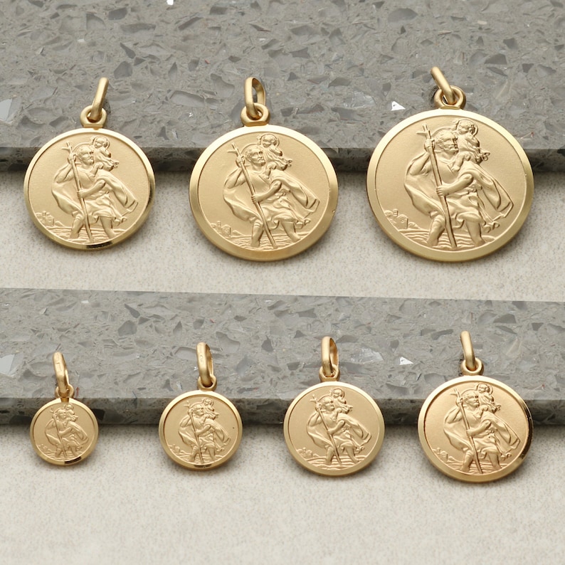Alexander Castle Solid 9ct Gold St Christopher Pendant Medal for Women Men Boys Girls - 20mm - PENDANT ONLY with Jewellery Gift Box