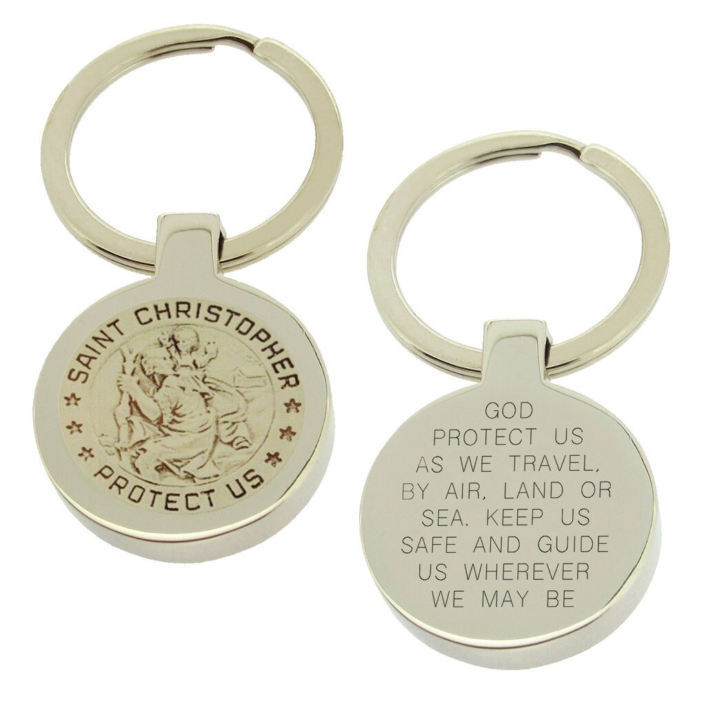 St Christopher Traveller s Prayer Keyring Keychain Saint