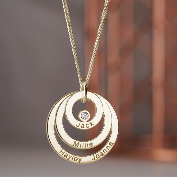 Personalised family necklace gold discount