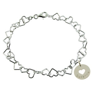 Silver ANKLET Heart Link Ankle Bracelet Chain & Personalised Cut Out Heart Disc - Summer Outfit Accessory Gift for Women