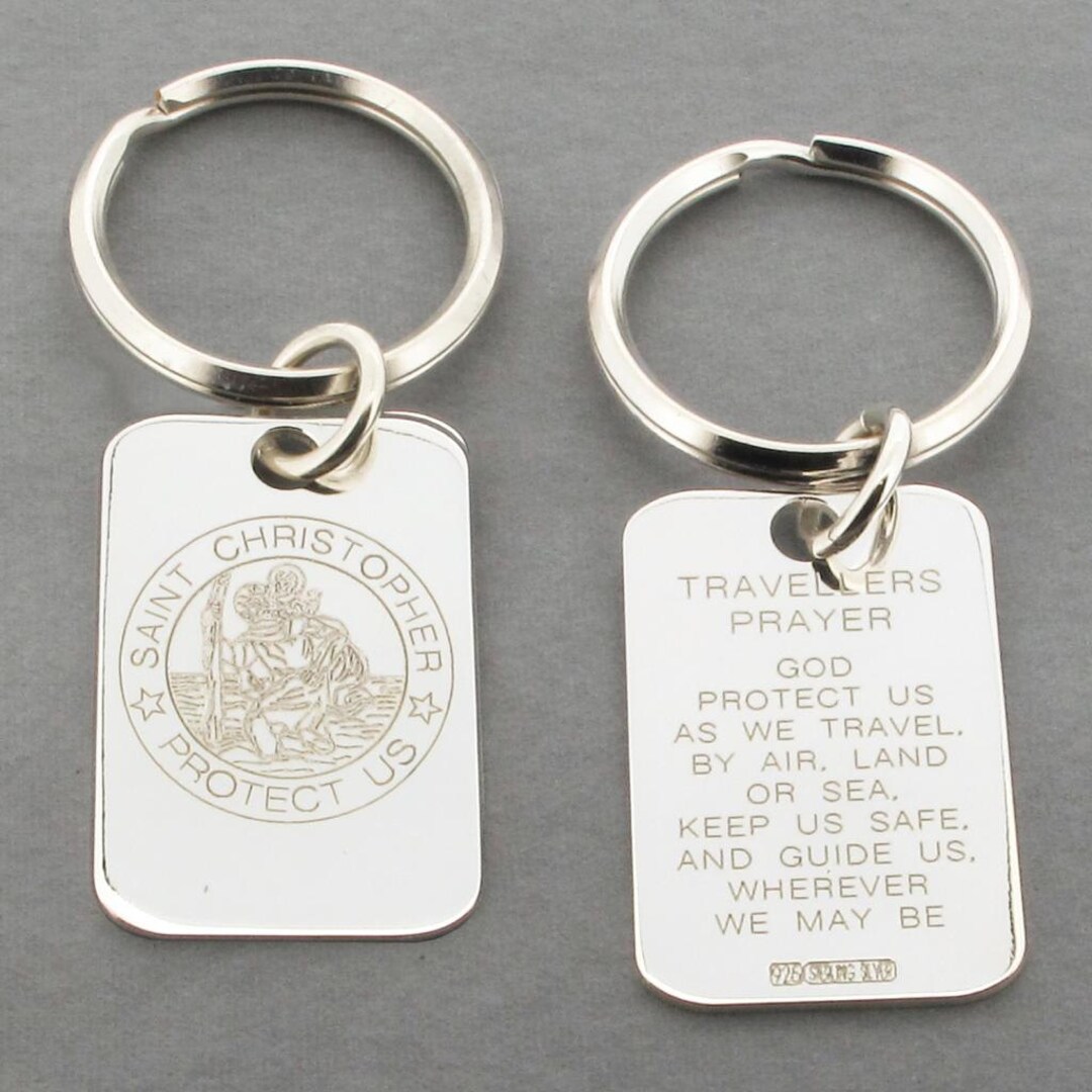 St christopher deals keychain sterling silver