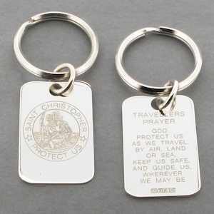 Silver St Christopher Keyring With Traveller's Prayer
