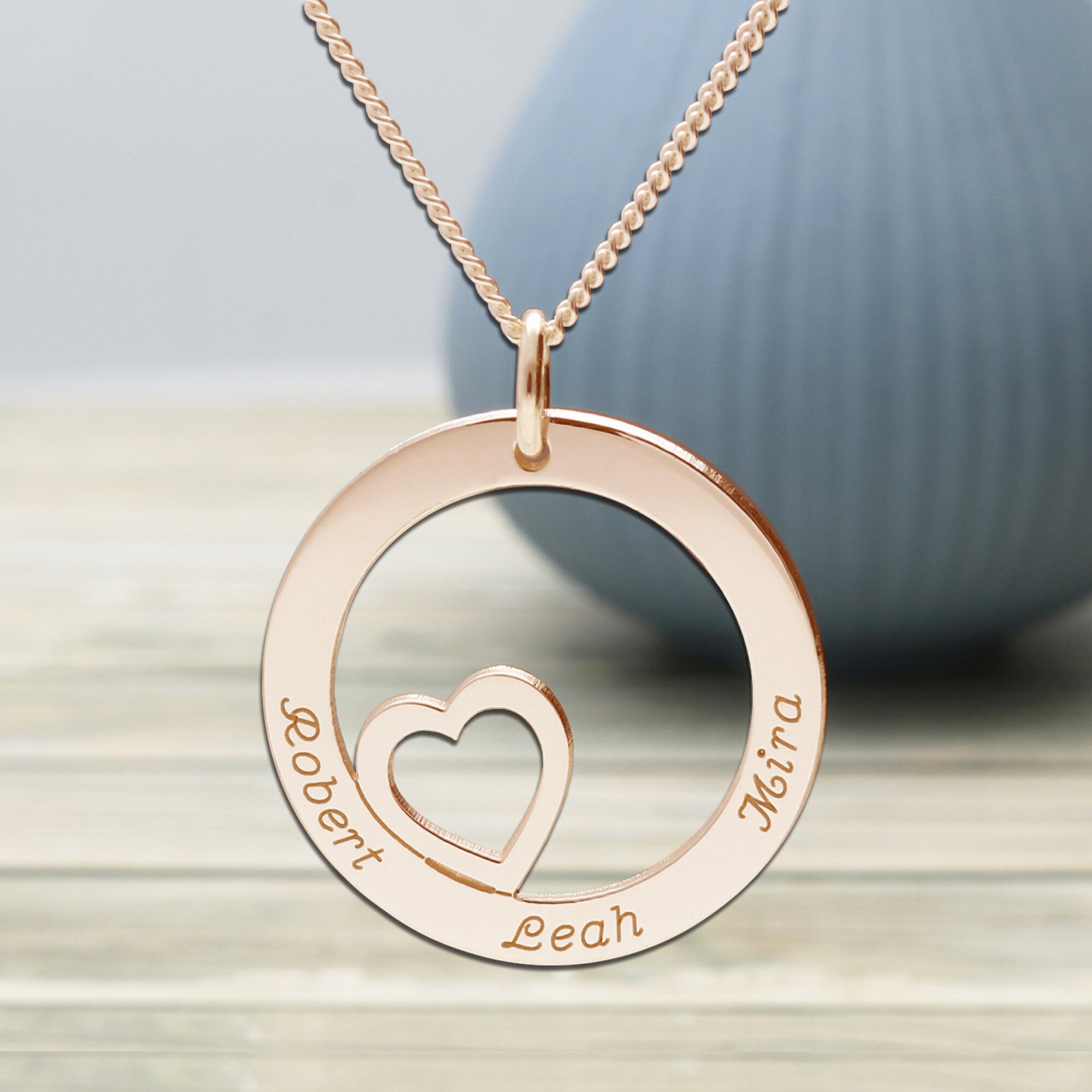 Rose Gold Plated Family Names Necklace 