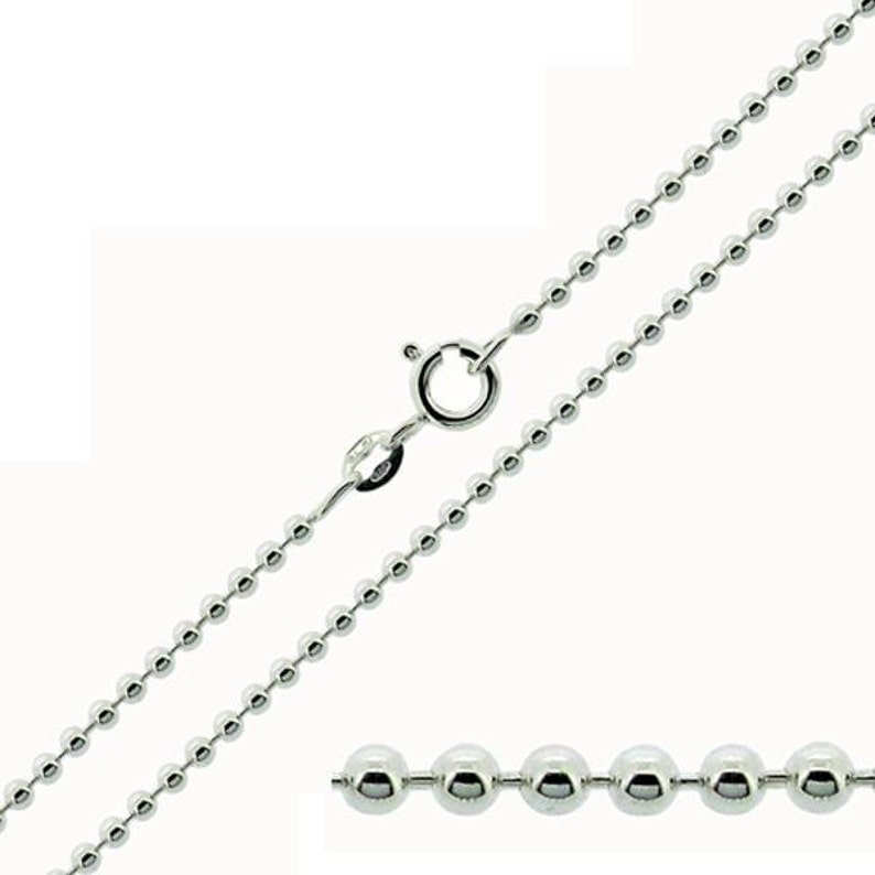 Sterling Silver Bead Ball Chain Necklace Bead Widths 1.2mm - Etsy UK