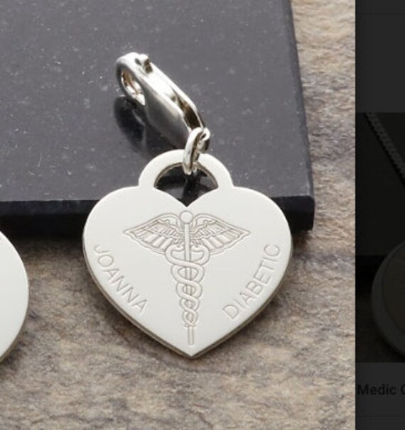 Sterling Silver Medic Aware Embossed Medical Alert Tag Pendant