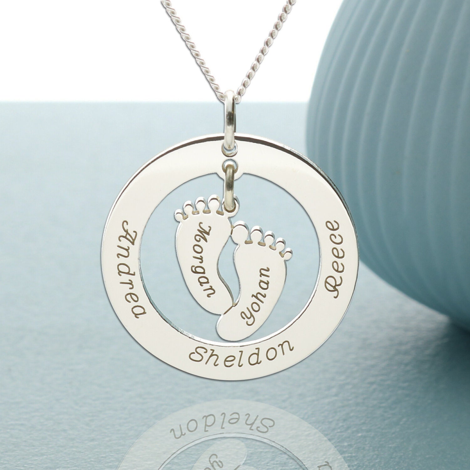 Custom Footprint and Engraved Name Necklace – Brent&Jess Fingerprint  jewelry- made with your fingerprints