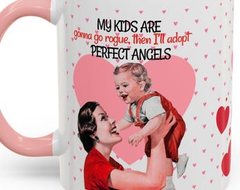 Sarcastic Housewife Mug, Funny 1950s Mom Coffee Cup, Moms Crazy Kids, Gag Gift For Mother