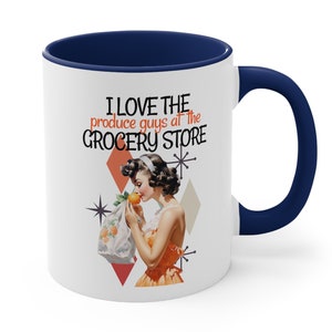 50&#39;s Housewife Mug, Mid-Century Kitchen, Sarcastic Humor Coffee Mug, Housewarming, Retro Gift for Mom, Funny Wife Gift, Shop, Groceries