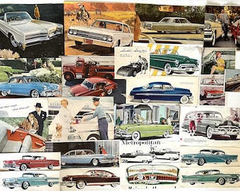 Vintage 50's Cars Ephemera Pack, ORIGINAL Retro Ad's, 50's Advertisements, Junk Journal, Smash Book, Fifties Auto Ads, Scrapbooking, 25 Pcs