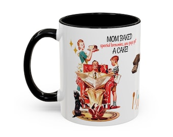 Retro Sarcastic Housewife Mug, PERSONALIZED Mid-Century Sassy Coffee Cup, Funny Fifties Mom Gift, Mom Made Brownies