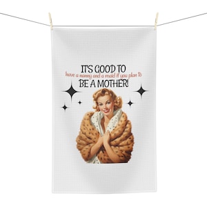 50&#39;s Housewife Tea Towel, Mid-Century Design, Kitchen Towel, Funny Fifties Gift for Mom, Housewarming, Wife Gift, Nanny, Maid,
