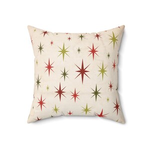 Christmas Reindeer Pillow, Vintage Look Holiday Throw Pillow, Retro Reindeer Pillow, Retro Christmas Decor, 50's Reindeer Throw Pillow image 2