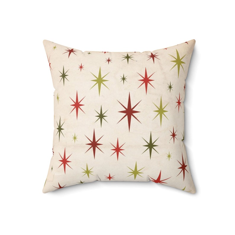 Christmas Reindeer Pillow, Vintage Look Holiday Throw Pillow, Retro Reindeer Pillow, Retro Christmas Decor, 50's Reindeer Throw Pillow image 2