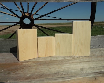 Wood blocks, set of four unpainted blocks/craft supplies/ Diy kit/wooden blocks