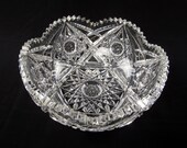 Circa 1910 American Brilliant Period Cut Glass Bowl Gundy-Clapperton Company Trefoil Mark Libbey Glass Apprentice Canada 8.25 quot Diameter