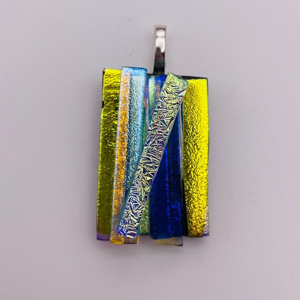 Dichroic Sculptural  Rainbow Glass Pendant (102)