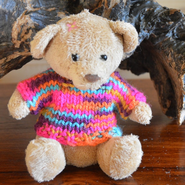 Miniature Sweater Multicoloured for Small Teddy Bear such as Steiff, Small JellyCat, 5" Troll, Beanie or Plushies