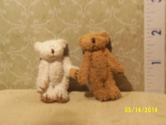 2 inch white hand made teddy bear with 