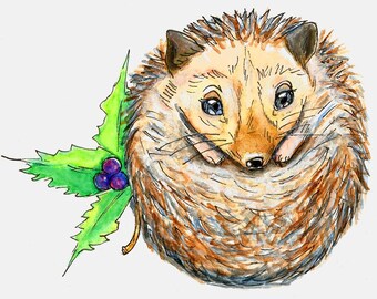 Holiday Hedgehog Original Custom Vinyl Die-Cut Sticker (1 piece)