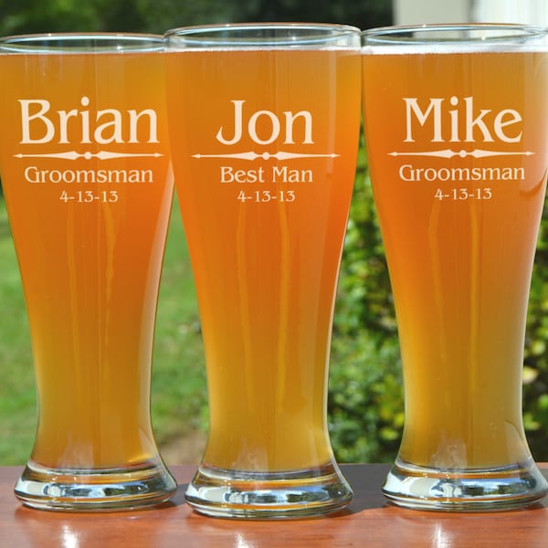 Personalized Groomsmen Gifts, Custom Beer Glasses for Groomsmen, Engraved Beer Mug, Wedding Party Gifts for Groomsmen, Groomsman Proposal