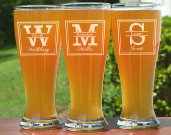 Personalized Beer Glasses, Etched Beer Mug, Customized Pub Glasses, Birthday Beer Gift,  Engraved Pilsner Glasses, Man Cave Beer Glasses