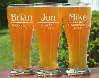 Personalized Groomsmen Gifts, Custom Beer Glasses for Groomsmen, Engraved Beer Mug, Wedding Party Gifts for Groomsmen, Groomsman Proposal