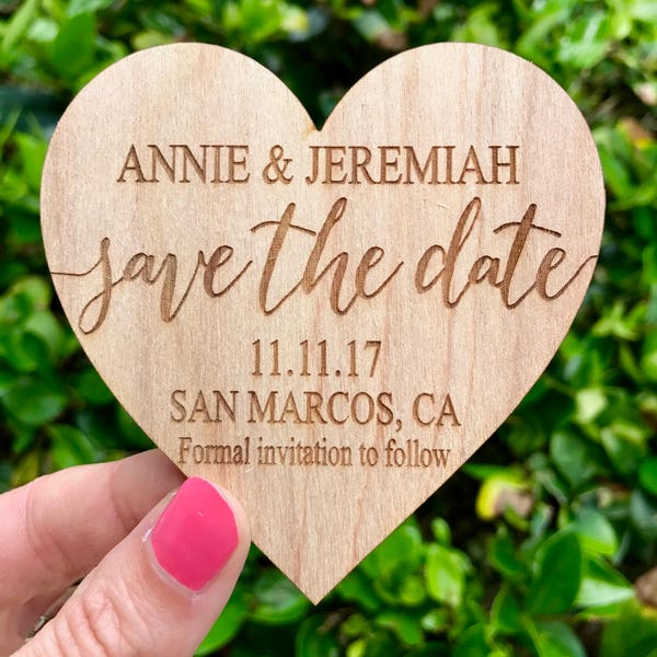 Save-the-Date Magnet, Hearts Wedding Save the Date Magnet, Modern Save the Date Wooden Magnet, Rustic Save the Date Rustic Wedding Invite